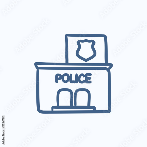 Police station  sketch icon.