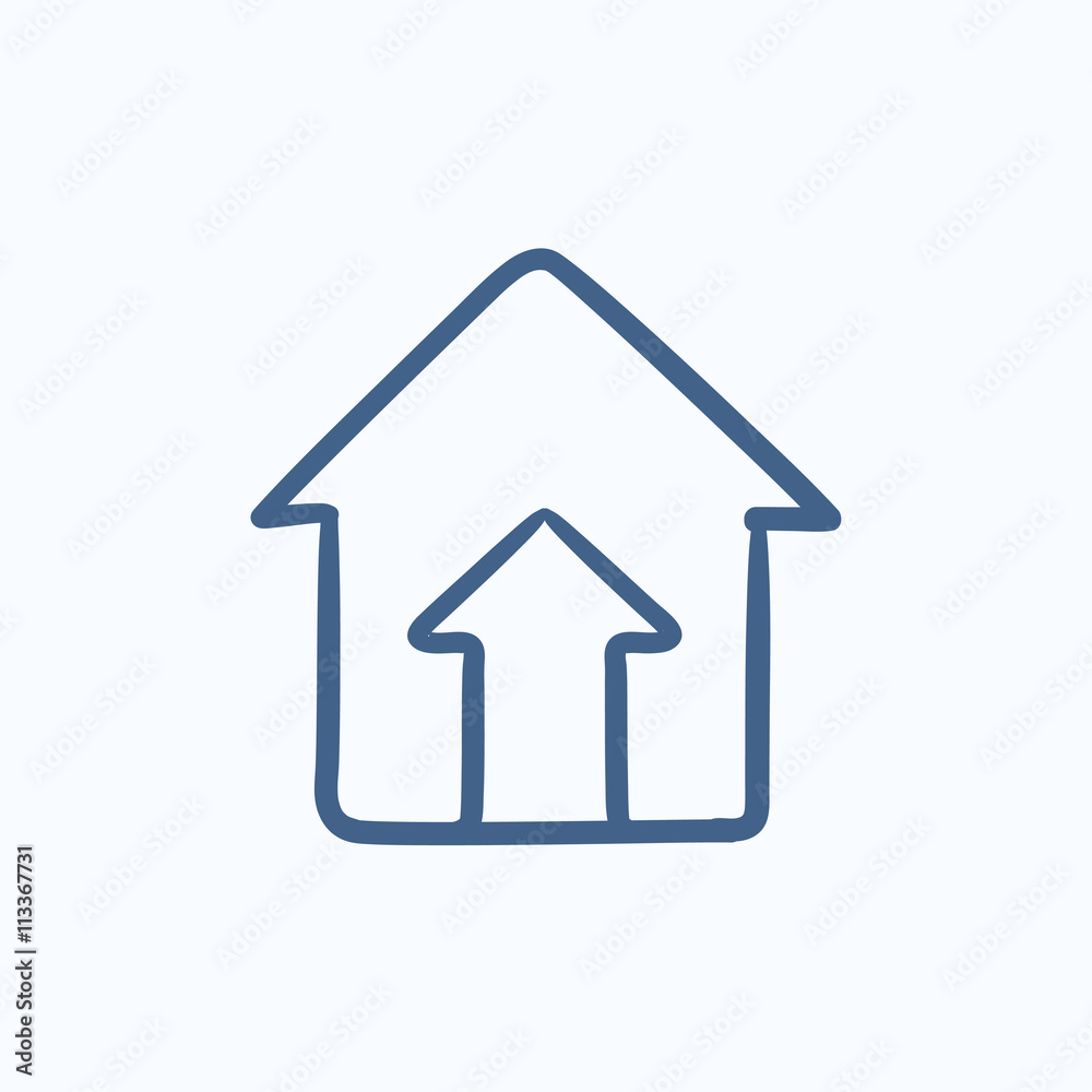 Fototapeta premium Growth of real estate market sketch icon.