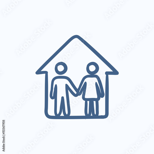 Family house sketch icon. © Visual Generation