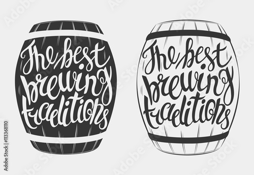 Hand Drawn lettering for with barrel of beer.