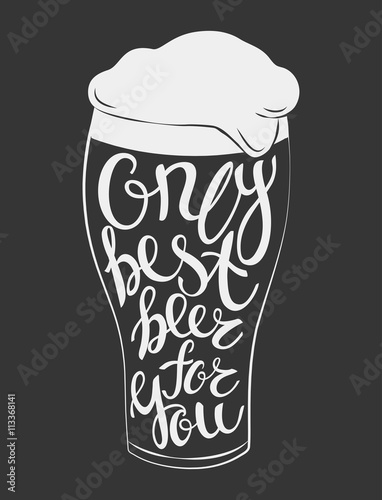 Vector glass of beer lettering