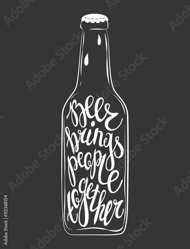Hand Drawn lettering for with bottle of beer.