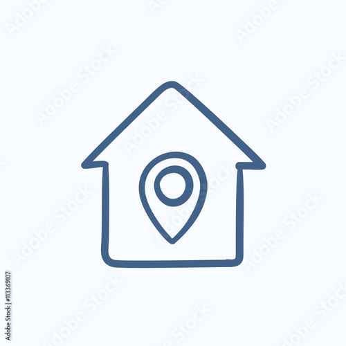 House with pointer sketch icon. © Visual Generation