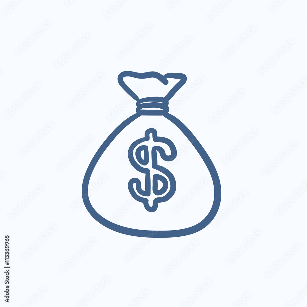 Money bag sketch icon. Money bag sketch icon.