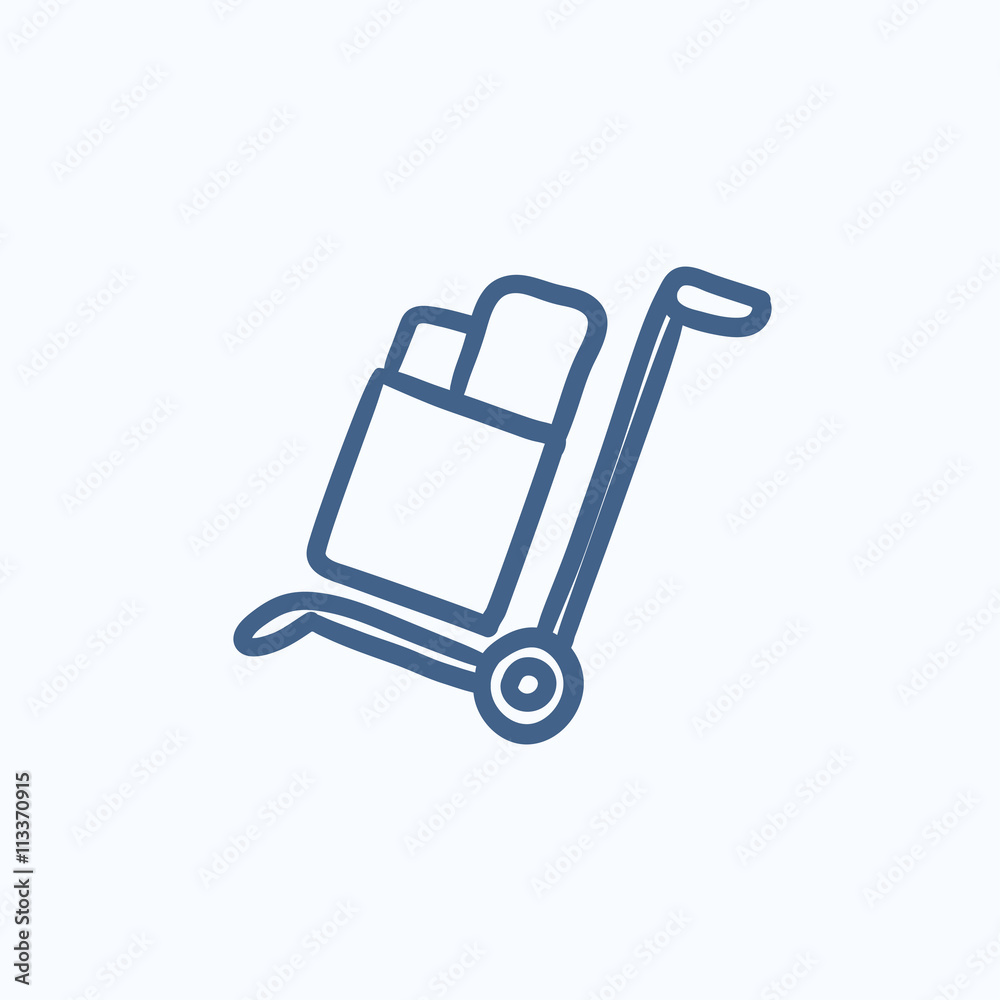 Shopping handling trolley sketch icon. Shopping handling trolley sketch icon.