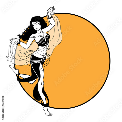 Belly dancer. Illustration of belly dance woman 