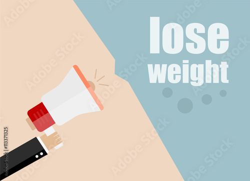 lose weight. Flat design vector business illustration concept Digital marketing business man holding megaphone for website and promotion banners.