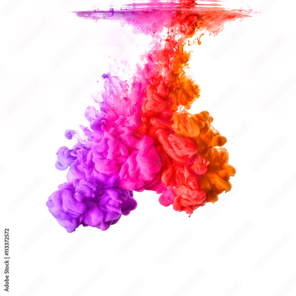 Rainbow of Acrylic Ink in Water. Color Explosion Rainbow of Acrylic Ink in Water. Color Explosion