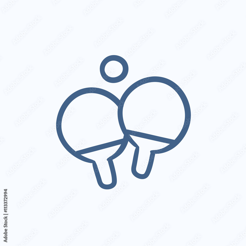 Table tennis racket and ball sketch icon. Table tennis racket and ball sketch icon.