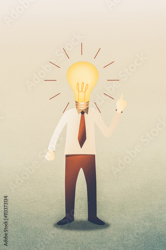 Business man with head  idea lightbulb