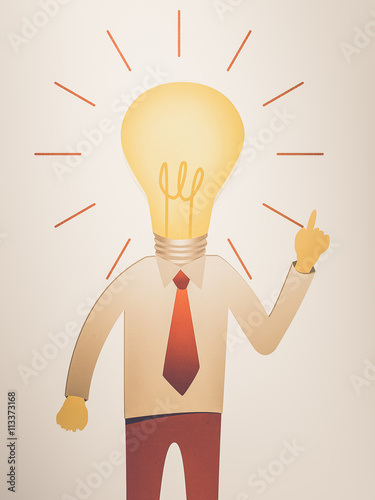 Business man with head idea lightbulb