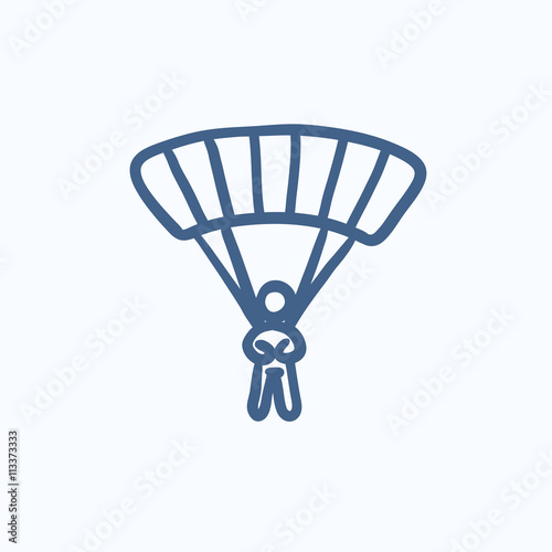Skydiving sketch icon.