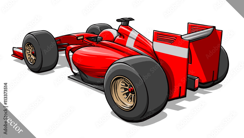 back view vector fast cartoon formula race car illustration art Stock ...