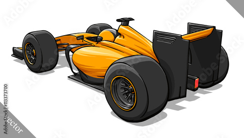 back view vector fast cartoon formula race car illustration art