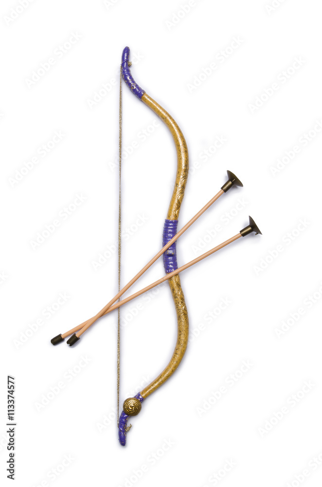 Bow and arrows isolated on white