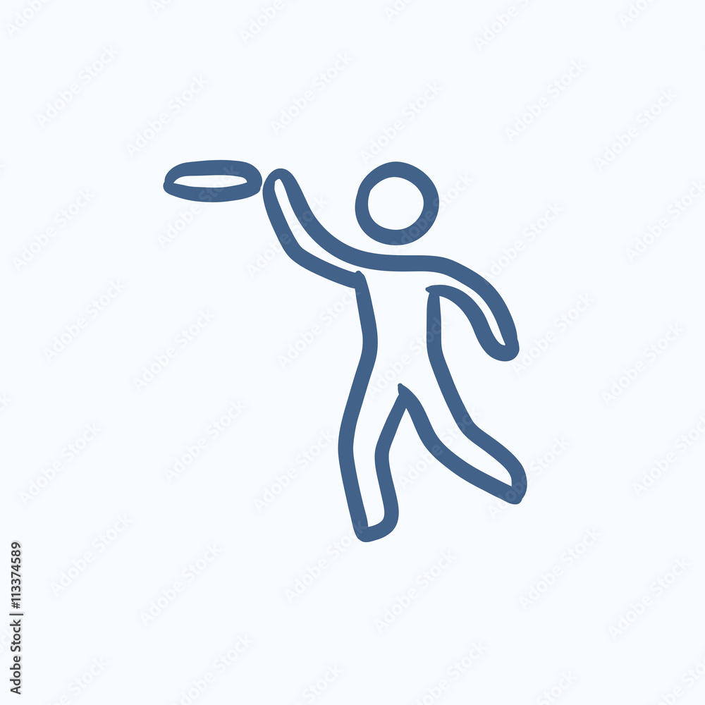 Man with flying disc sketch icon. Man with flying disc sketch icon.