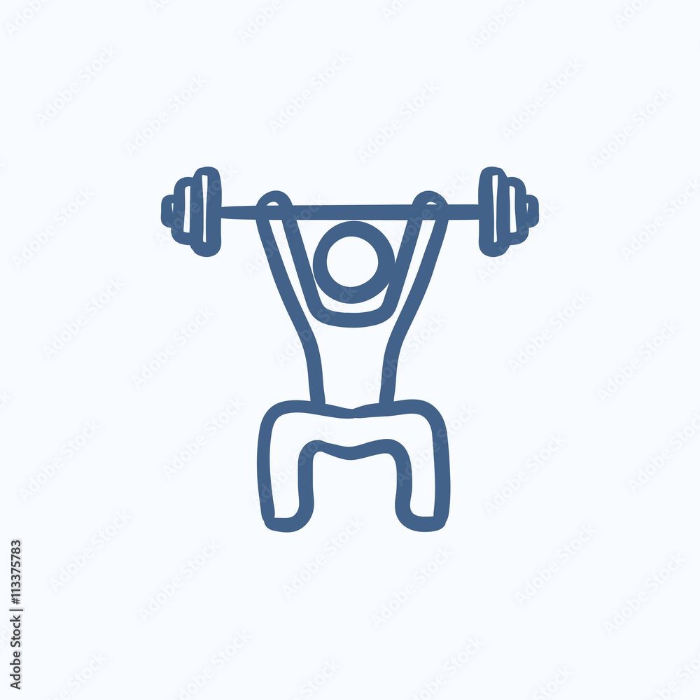 Man exercising with barbell sketch icon. Man exercising with barbell sketch icon.