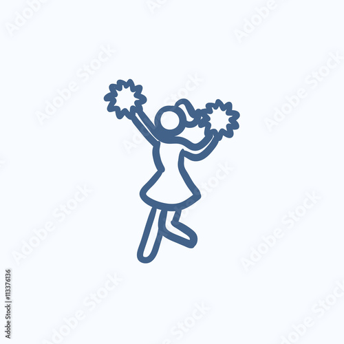 Cheerleader sketch icon.