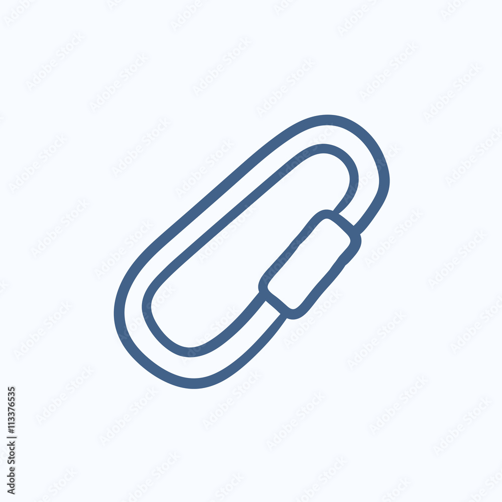 Climbing carabiner sketch icon. Climbing carabiner sketch icon.