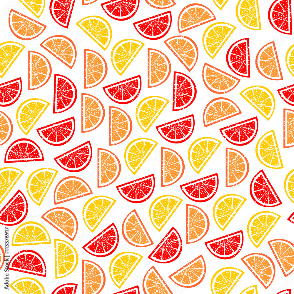 Citrus seamless pattern. Slices of tropical fruits