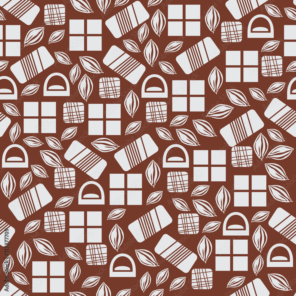 Seamless pattern with chocolate sweets isolated on brown background