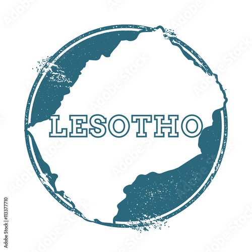 Grunge rubber stamp with name and map of Lesotho, vector illustration. Can be used as insignia, logotype, label, sticker or badge of the country.
