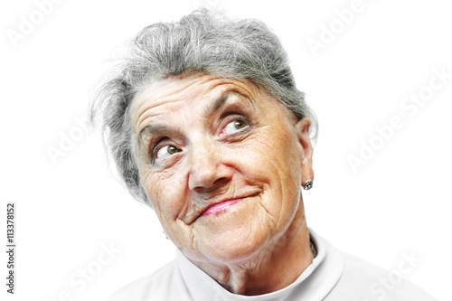 Gracious senior lady portrait on white background