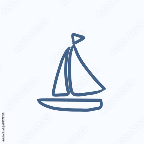 Sailboat sketch icon.