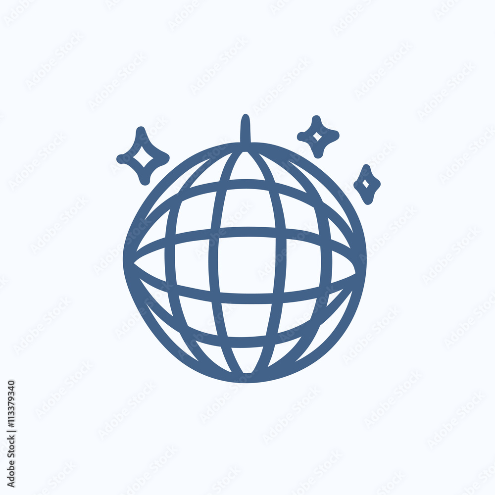 Disco ball sketch icon. Disco ball sketch icon.
