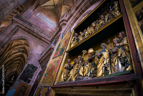 Nuremberg, Germany - June 05, 2016: the wooden altar at the St.