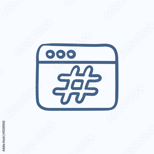 Browser window with hashtag sketch icon.