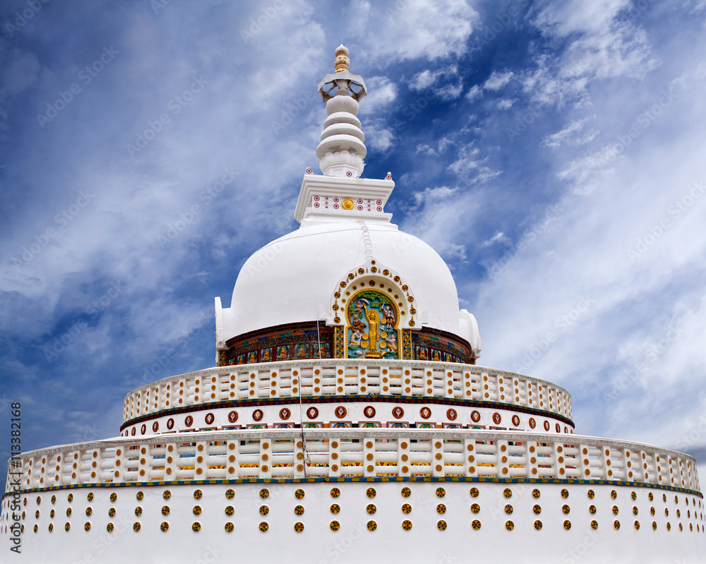 Shanti Stupa (Peace Pagoda) in Leh, Jammu and Kashmir, India