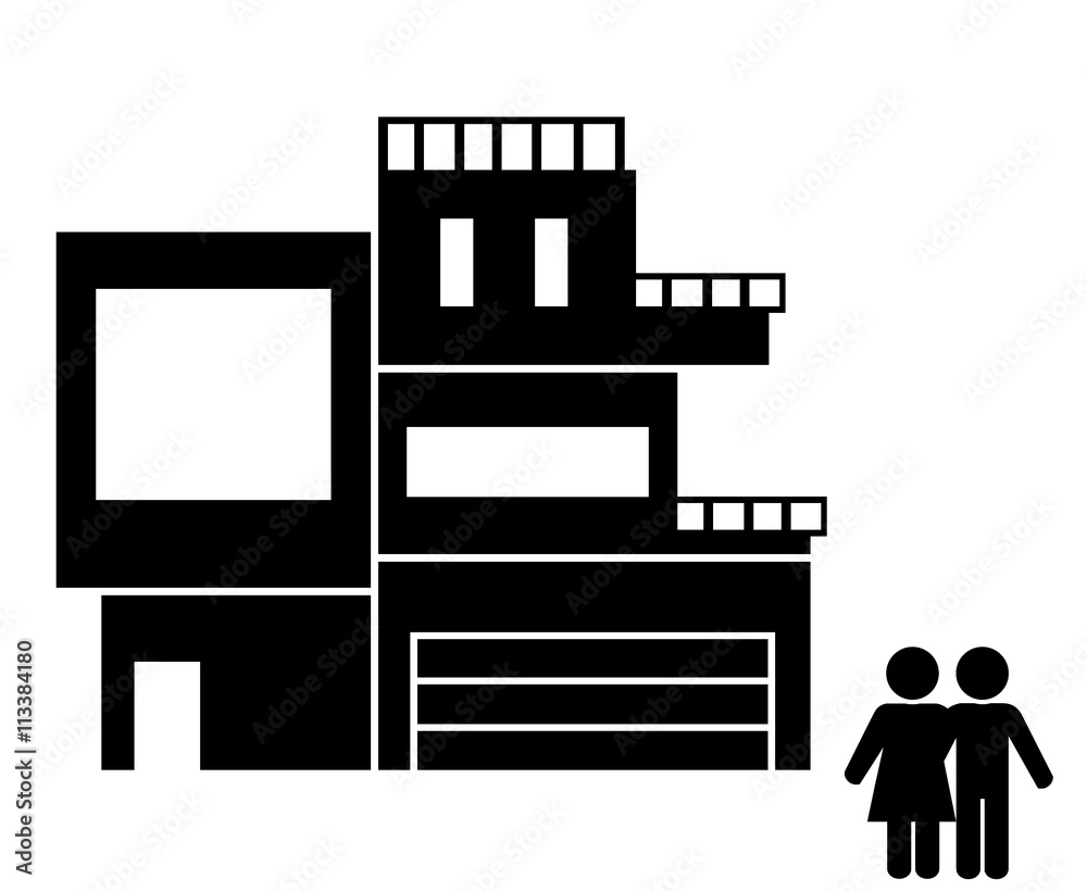 Couple devant une maison moderne Couple devant une maison moderne