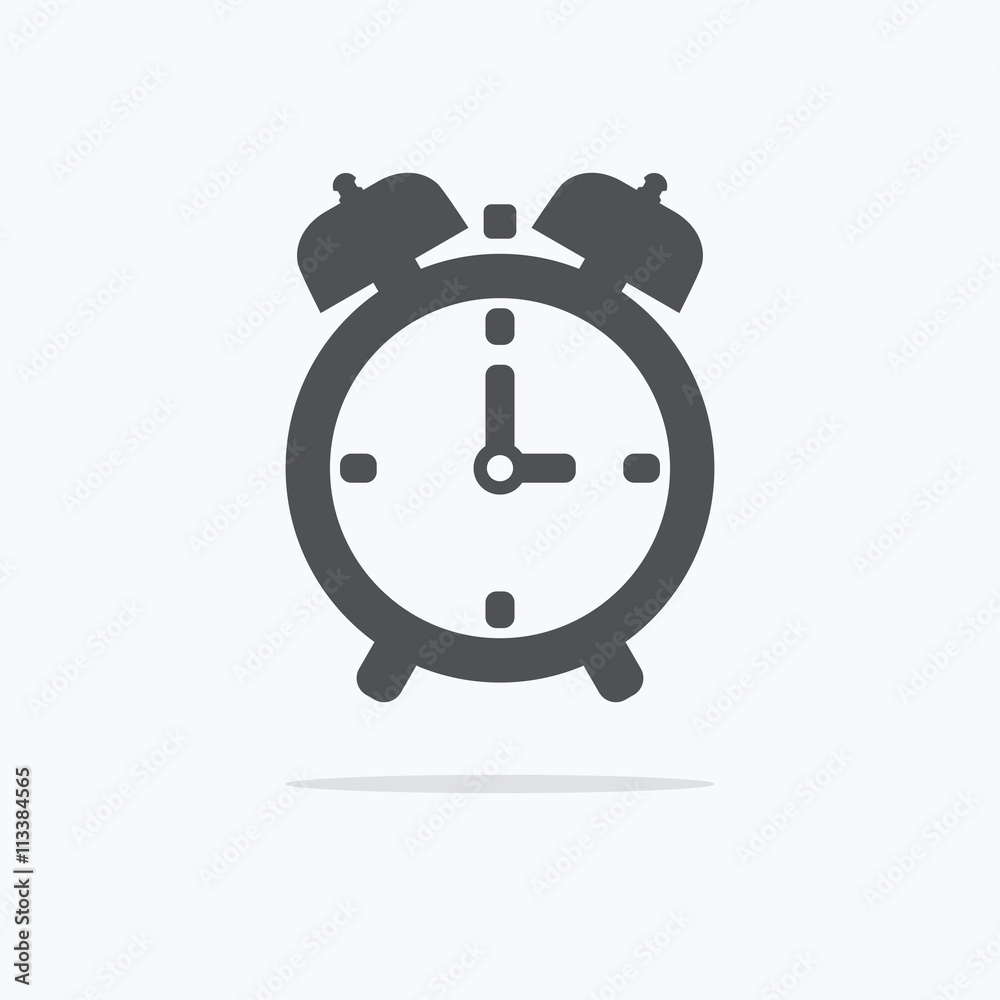 Alarm clock. Icon watch on a light background. Vector illustrati Alarm clock. Icon watch on a light background. Vector illustrati