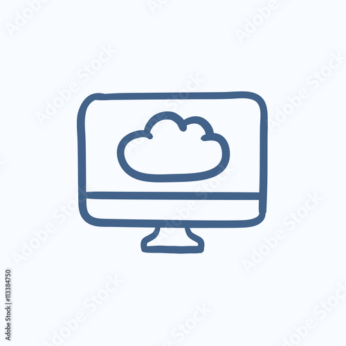 Cloud computing sketch icon.