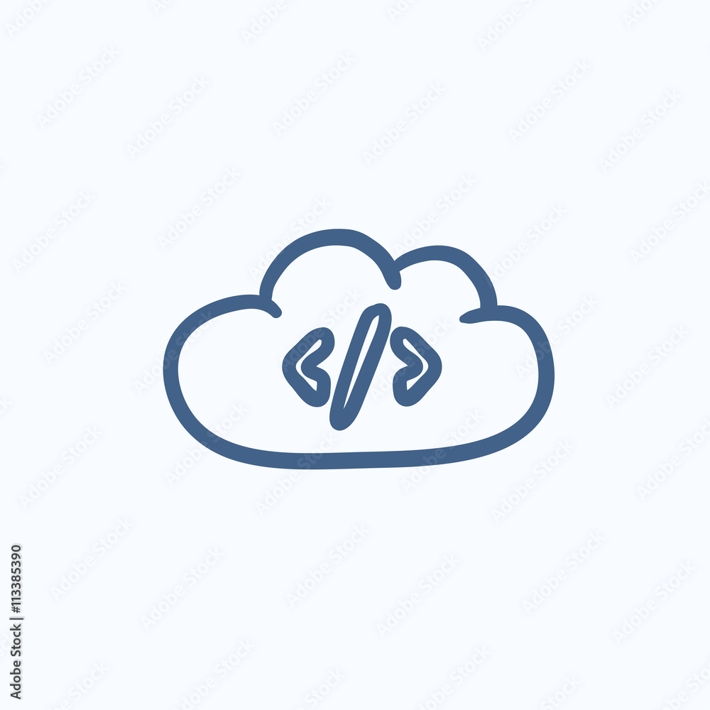 Transferring files cloud apps sketch icon. Transferring files cloud apps sketch icon.