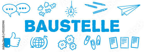 Stick Figure Series Banner Blue / Baustelle