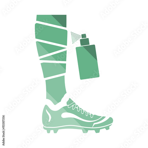 Soccer bandaged leg with aerosol anesthetic icon