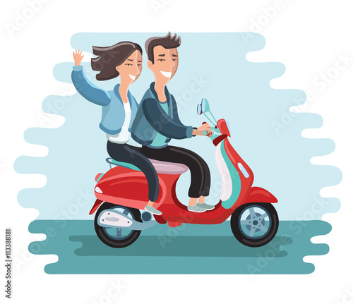 Happy married couple on a moped