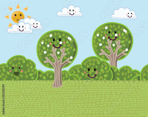 Landscape cartoon funny background