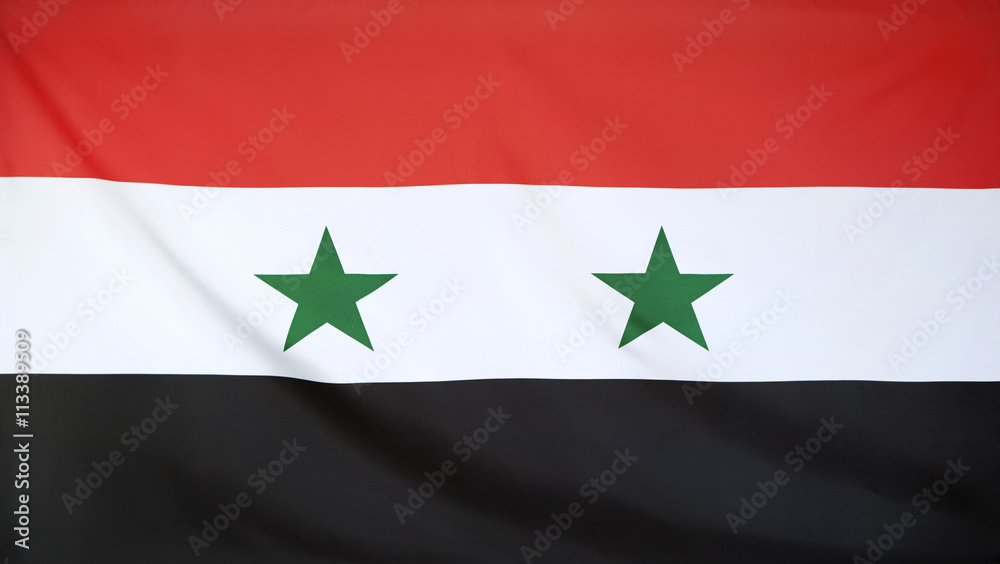 Syria Flag real fabric seamless close up Syria Flag real fabric seamless close up