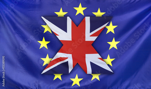 Concept Brexit UK and EU flags composition