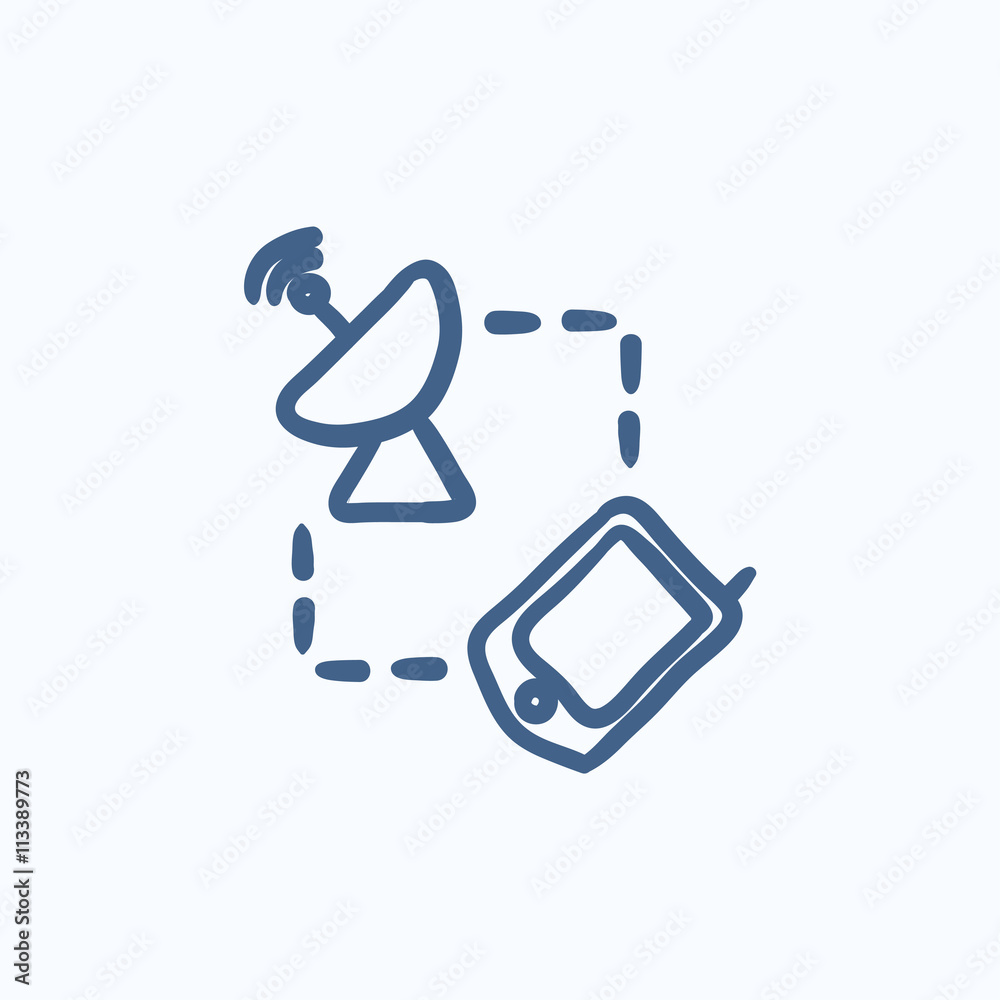 Navigator and satellite dish sketch icon. Navigator and satellite dish sketch icon.