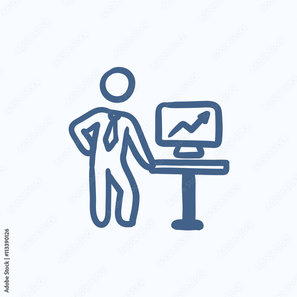 Business presentation sketch icon. Business presentation sketch icon.