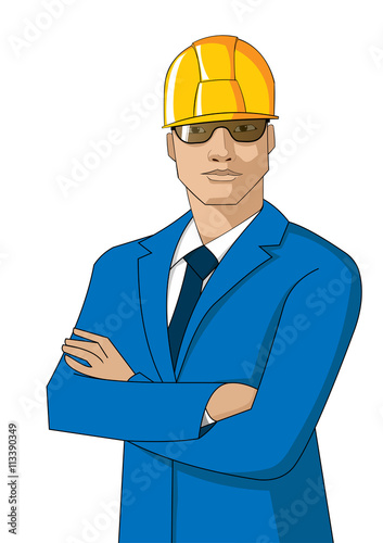 engineer man vector blue suite
