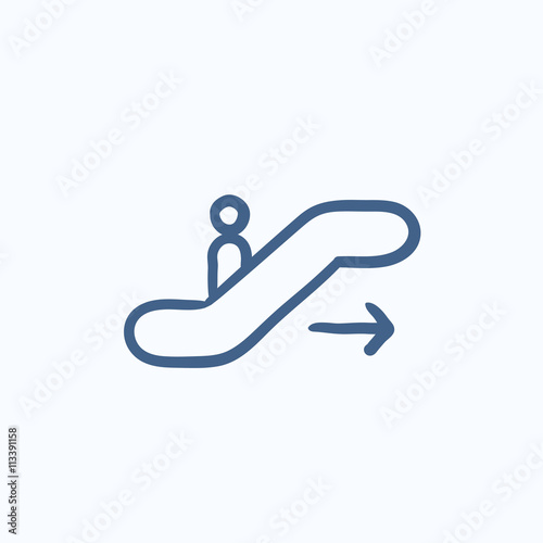 Gangway of plane sketch icon.