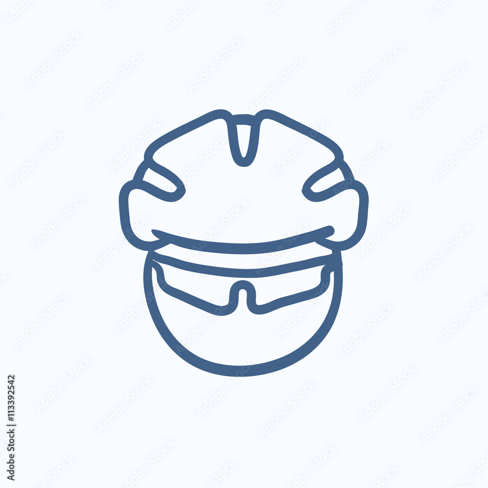 Man in bicycle helmet and glasses sketch icon. Man in bicycle helmet and glasses sketch icon.