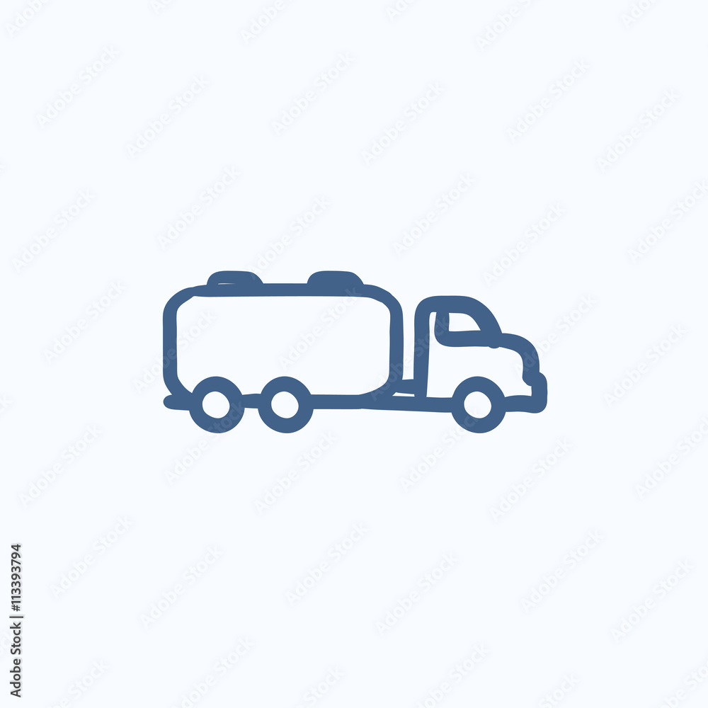 Truck liquid cargo sketch icon.