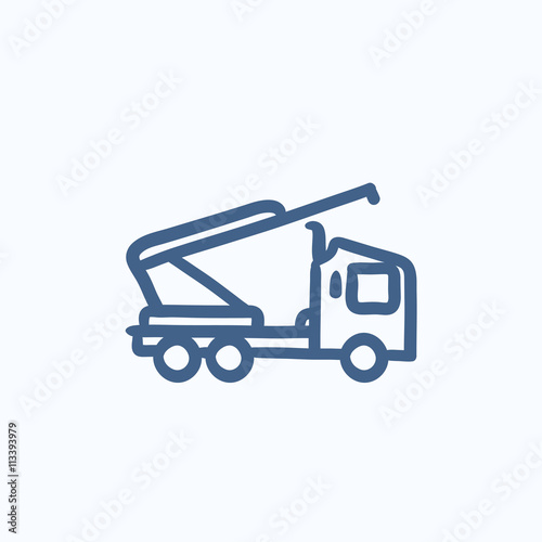 Machine with a crane and cradles sketch icon.