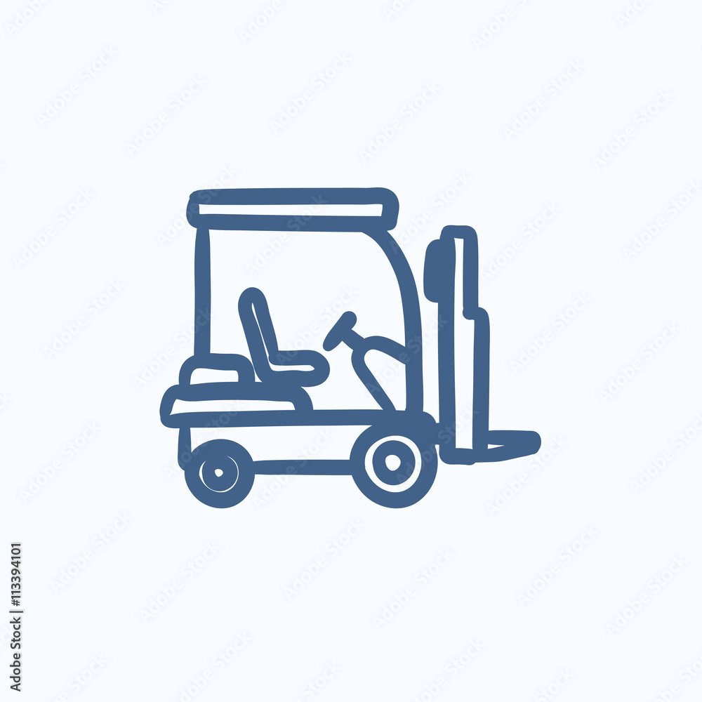 Forklift sketch icon. Forklift sketch icon.